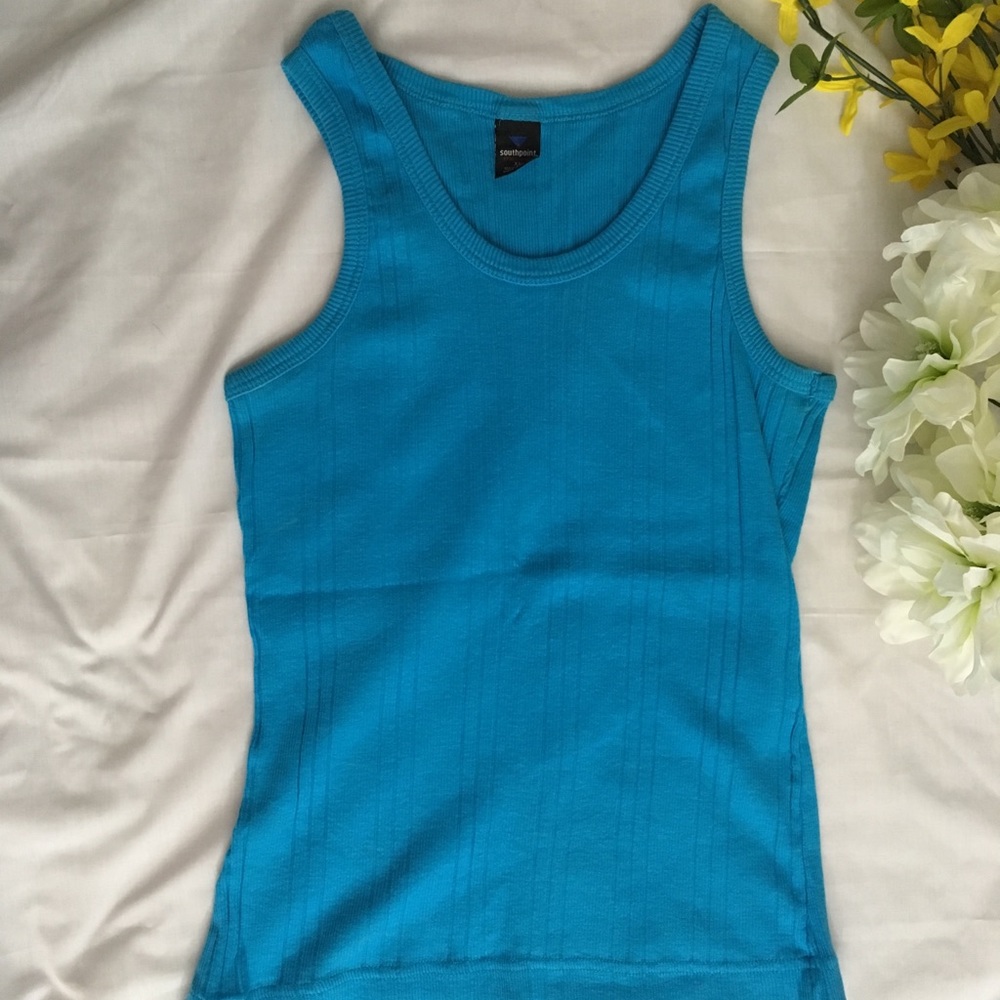 BOGO Fitted Blue Ribbed Tank Top